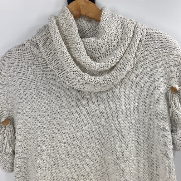 Fia Italia Handloomed cream boho oversized relax fit turtleneck tunic sweater - Picture 2 of 12